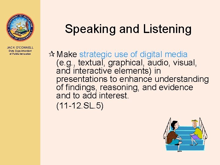 Speaking and Listening JACK O’CONNELL State Superintendent of Public Instruction ¶ Make strategic use