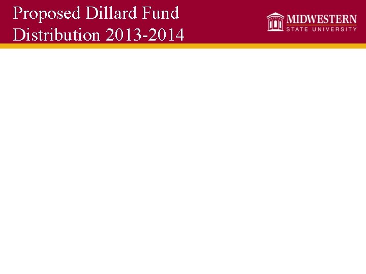 Proposed Dillard Fund Distribution 2013 -2014 