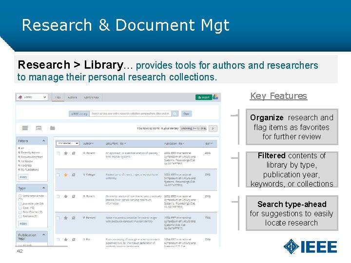 Research & Document Mgt Research > Library… provides tools for authors and researchers to