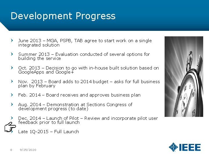Development Progress June 2013 – MGA, PSPB, TAB agree to start work on a