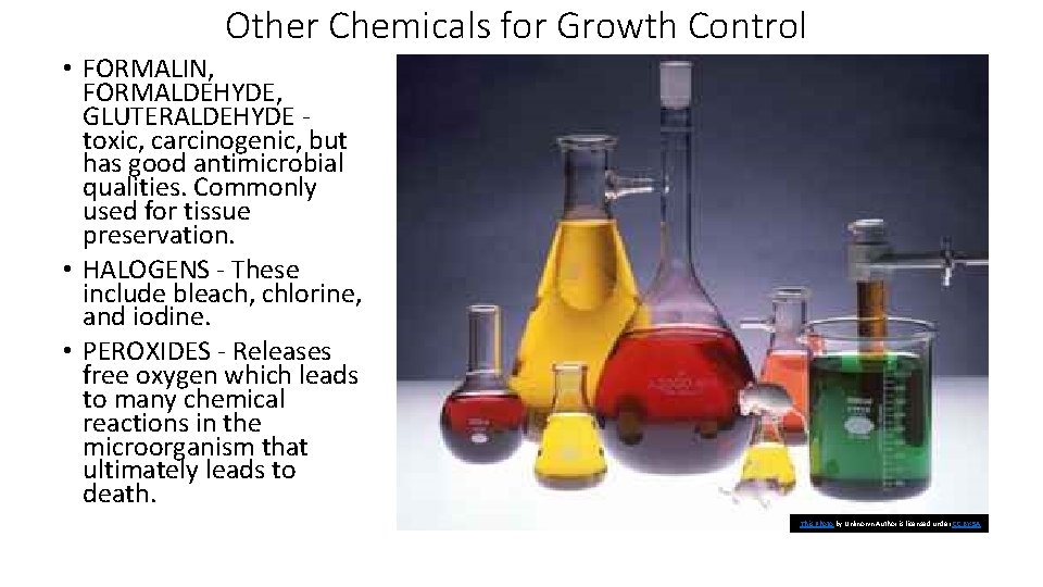 Other Chemicals for Growth Control • FORMALIN, FORMALDEHYDE, GLUTERALDEHYDE - toxic, carcinogenic, but has