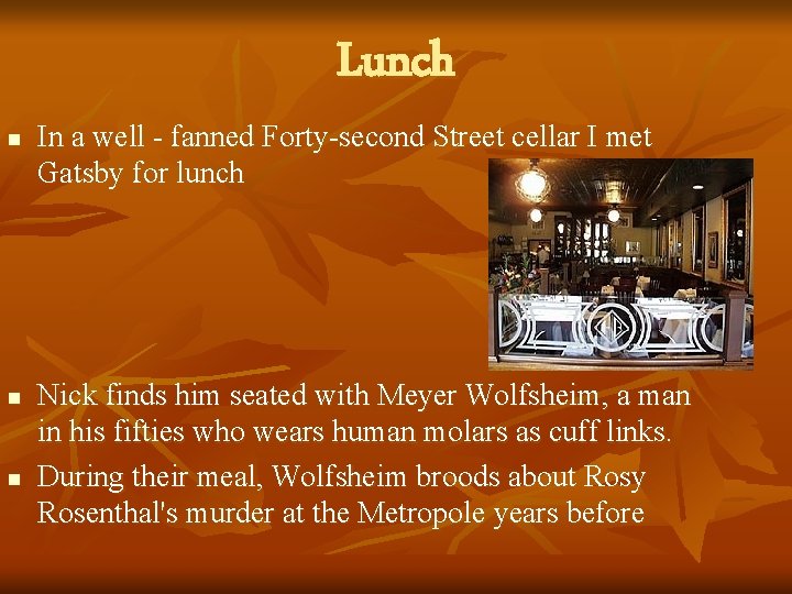 Lunch n n n In a well - fanned Forty-second Street cellar I met Lunch n n n In a well - fanned Forty-second Street cellar I met