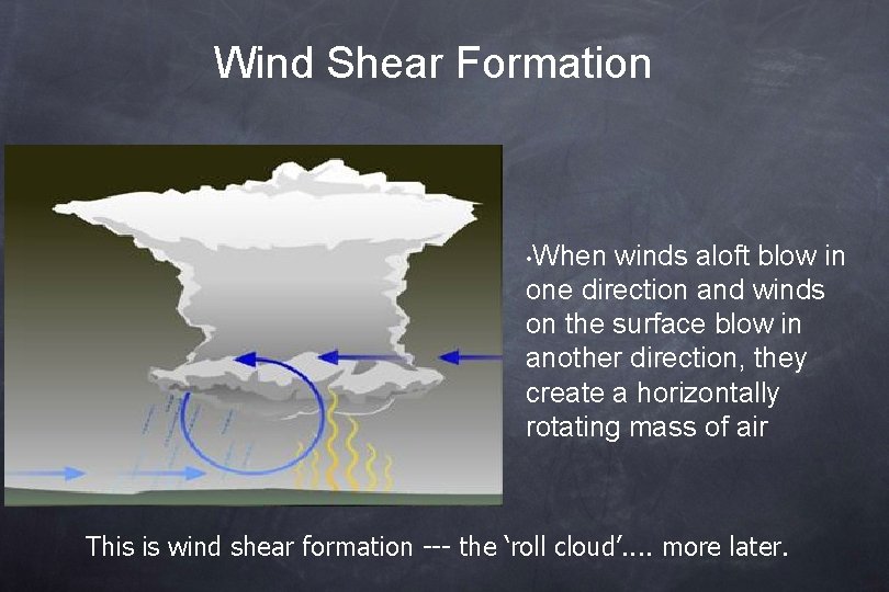 Wind Shear Formation • When winds aloft blow in one direction and winds on