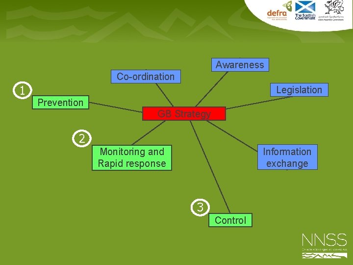 Awareness Co-ordination 1 Legislation Prevention GB Strategy 2 Information exchange Monitoring and Rapid response