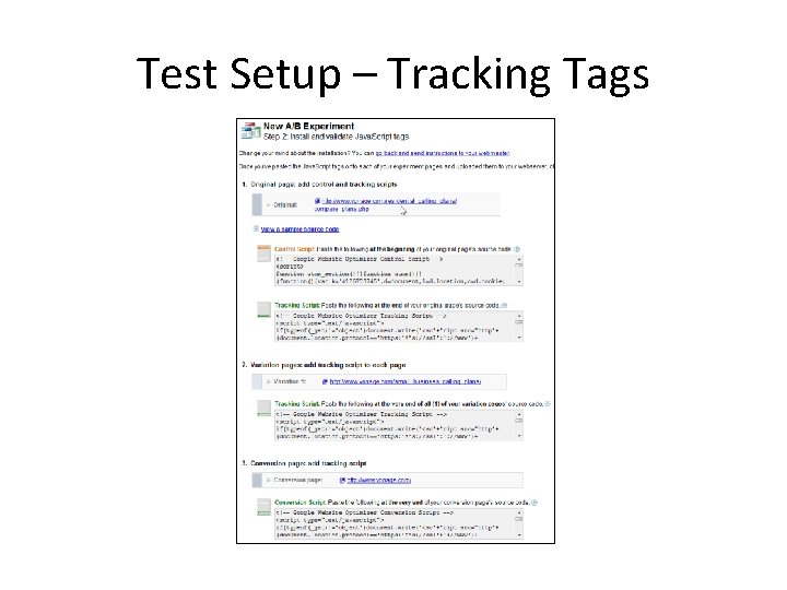 Test Setup – Tracking Tags 