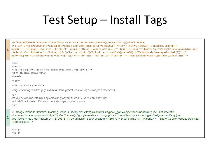 Test Setup – Install Tags 