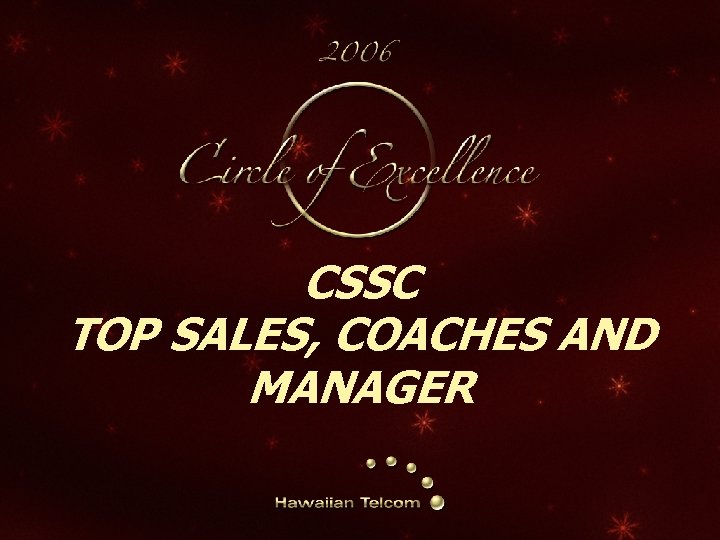 CSSC TOP SALES, COACHES AND MANAGER 