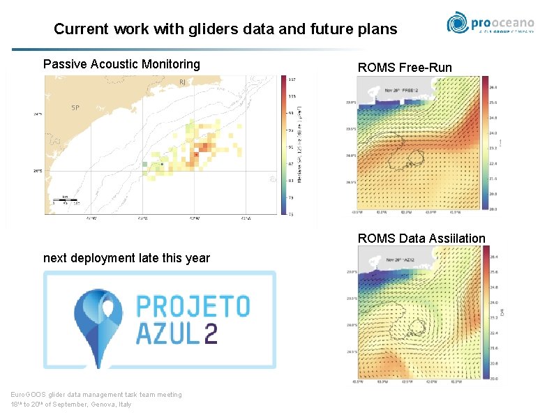 Current work with gliders data and future plans Passive Acoustic Monitoring ROMS Free-Run ROMS