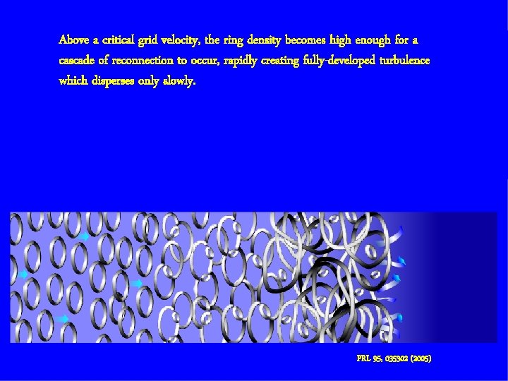 Above a critical grid velocity, the ring density becomes high enough for a cascade