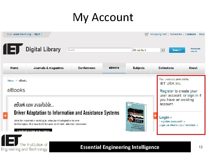 My Account Essential Engineering Intelligence 13 