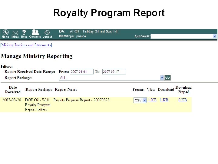 Royalty Program Report 