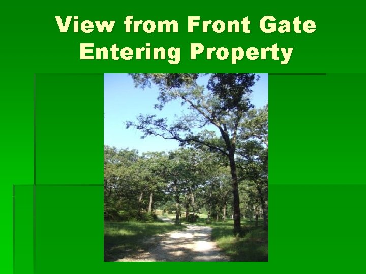 View from Front Gate Entering Property 