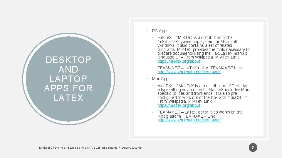  • PC Apps DESKTOP AND LAPTOP APPS FOR LATEX • Mi. KTe. X