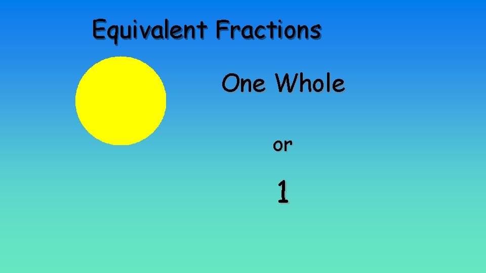 Equivalent Fractions One Whole or 1 