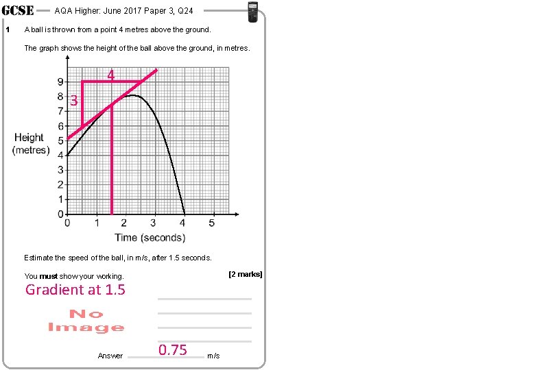 AQA Higher: June 2017 Paper 3, Q 24 1 A ball is thrown from