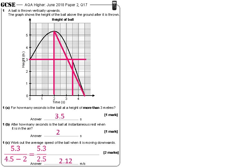 AQA Higher: June 2018 Paper 2, Q 17 1 A ball is thrown vertically