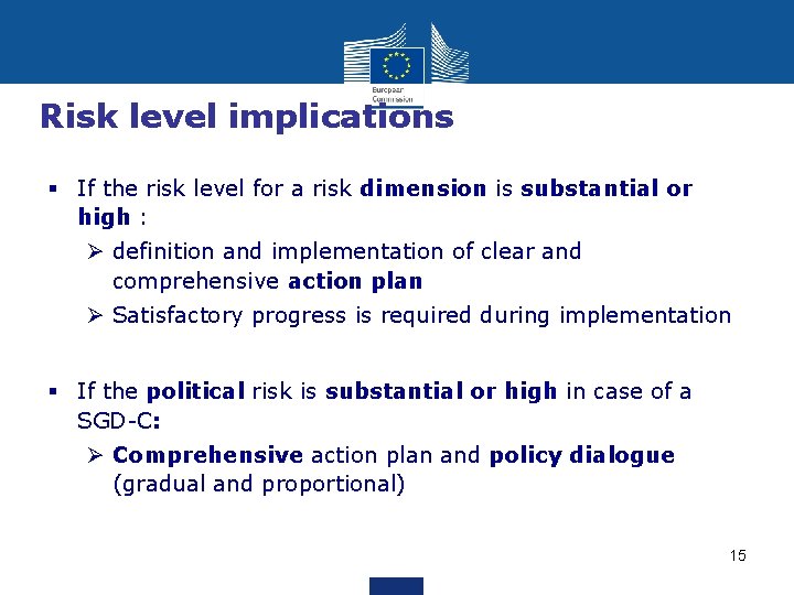 Risk level implications § If the risk level for a risk dimension is substantial
