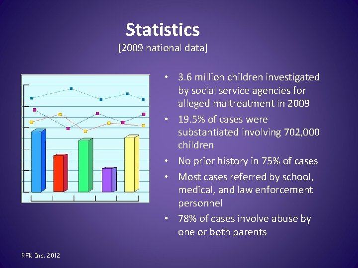 Statistics [2009 national data] • 3. 6 million children investigated by social service agencies