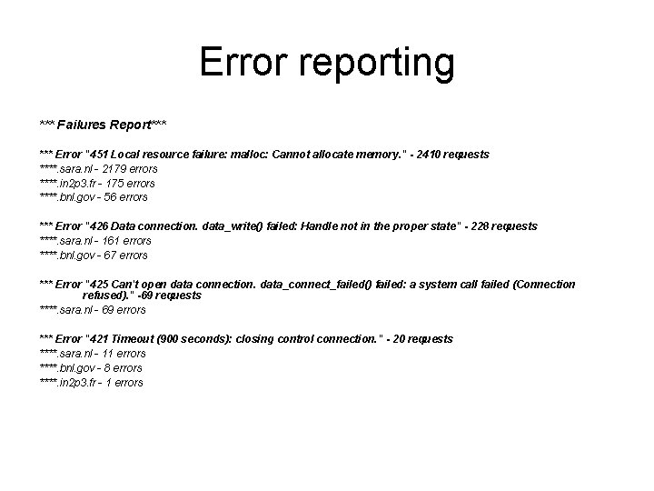 Error reporting *** Failures Report*** Error "451 Local resource failure: malloc: Cannot allocate memory.