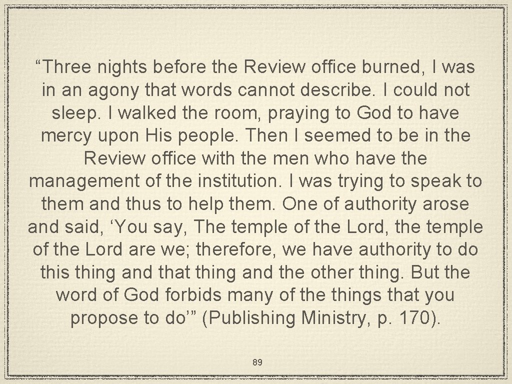 “Three nights before the Review office burned, I was in an agony that words