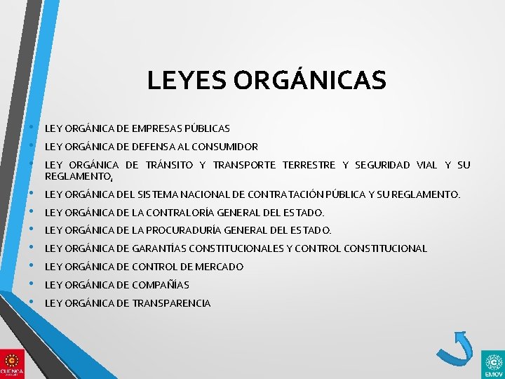 LEYES ORGÁNICAS • • • LEY ORGÁNICA DE EMPRESAS PÚBLICAS • • LEY ORGÁNICA