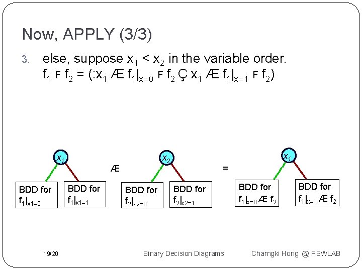 Now, APPLY (3/3) 3. else, suppose x 1 < x 2 in the variable