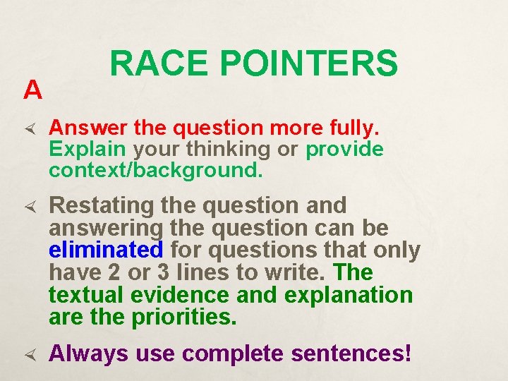 A RACE POINTERS Answer the question more fully. Explain your thinking or provide context/background.