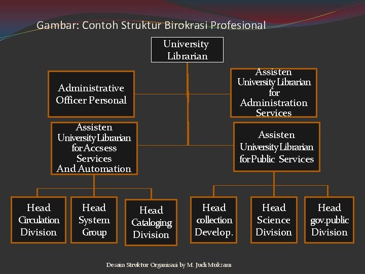 Gambar: Contoh Struktur Birokrasi Profesional University Librarian Administrative Officer Personal Assisten University Librarian for