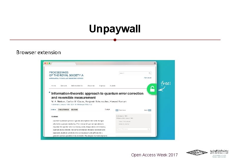 Unpaywall Browser extension Open Access Week 2017 