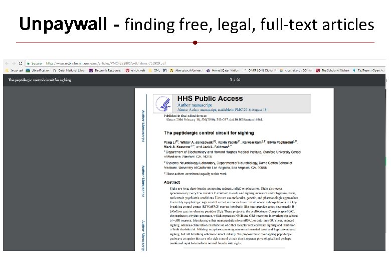 Unpaywall - finding free, legal, full-text articles 