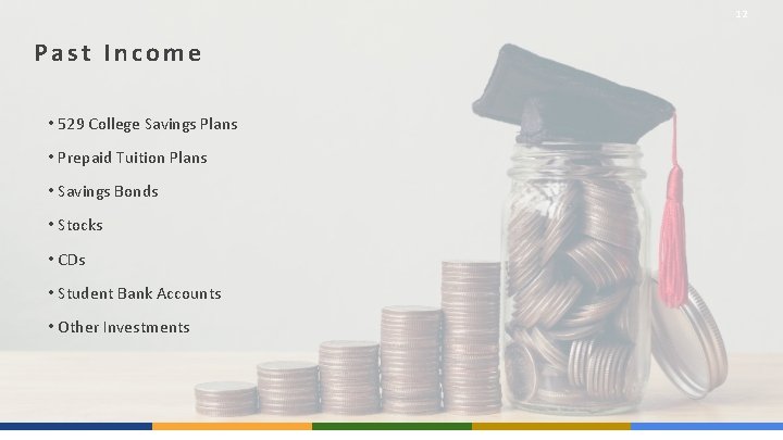 12 Past Income • 529 College Savings Plans • Prepaid Tuition Plans • Savings