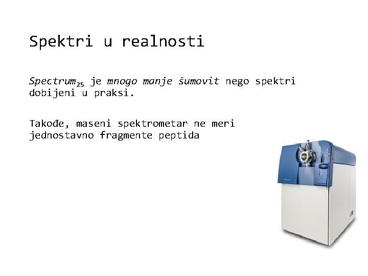 Spektri u realnosti Spectrum 25 je mnogo manje šumovit nego spektri dobijeni u praksi.