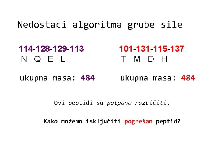 Nedostaci algoritma grube sile 114 -128 -129 -113 N Q E L 101 -131