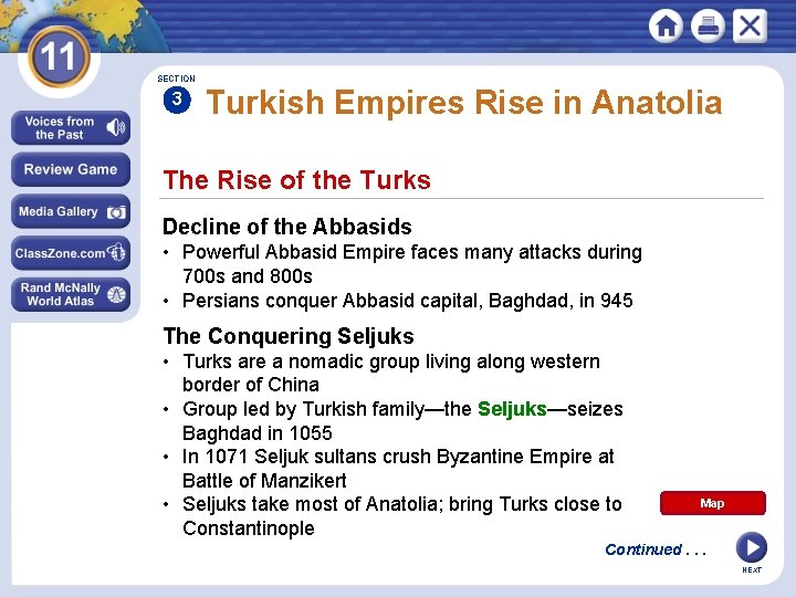SECTION 3 Turkish Empires Rise in Anatolia The Rise of the Turks Decline of