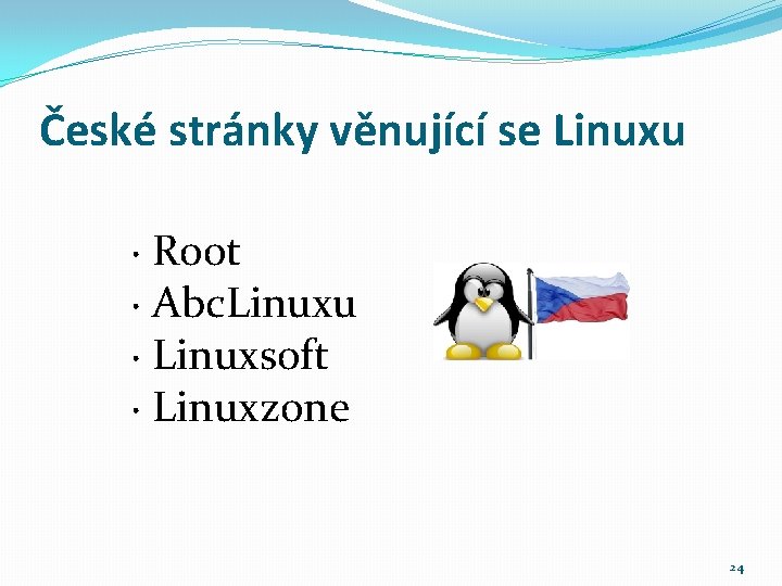 České stránky věnující se Linuxu · Root · Abc. Linuxu · Linuxsoft · Linuxzone