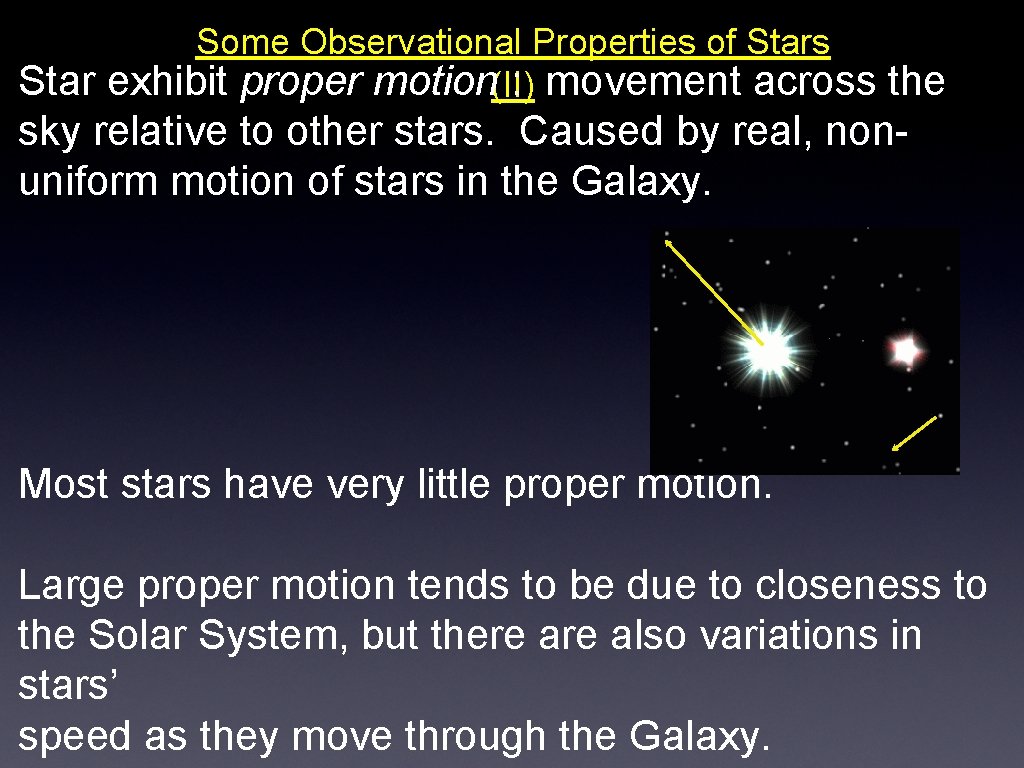 Some Observational Properties of Stars Star exhibit proper motion(II) : movement across the sky
