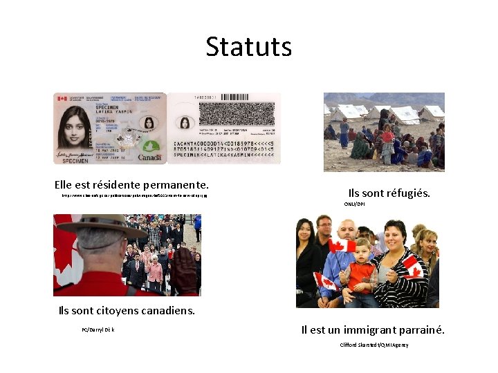 Statuts Elle est résidente permanente. http: //www. cbsa-asfc. gc. ca/publications/pub/images/bsf 5023/item-4 a-new-cdnpr. jpg Ils