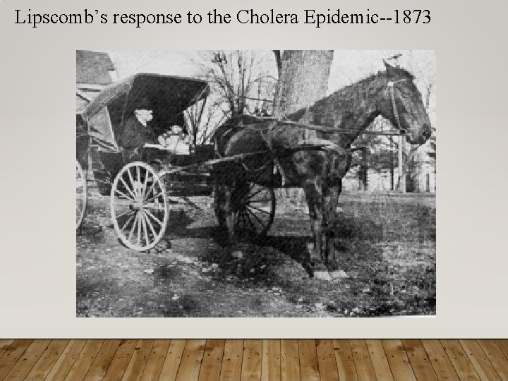 Lipscomb’s response to the Cholera Epidemic--1873 