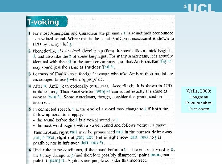 Wells, 2000: Longman Pronunciation Dictionary 