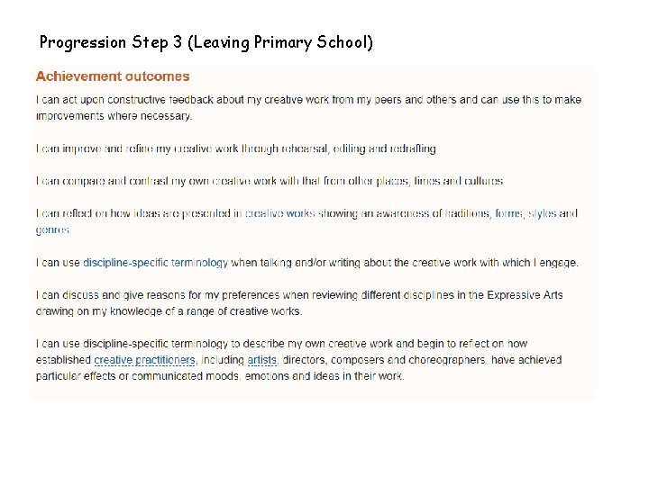 Progression Step 3 (Leaving Primary School) 