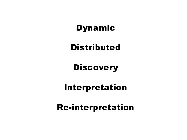 Dynamic Distributed Discovery Interpretation Re-interpretation 