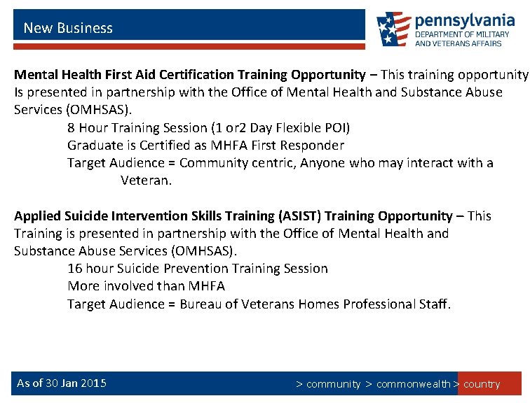 New Business Mental Health First Aid Certification Training Opportunity – This training opportunity Is