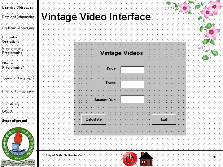 Learning Objectives Data and Information Vintage Video Interface Six Basic Operations Computer Operations Programs