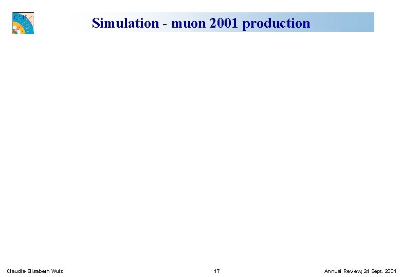 Simulation - muon 2001 production Claudia-Elisabeth Wulz 17 Annual Review, 24 Sept. 2001 