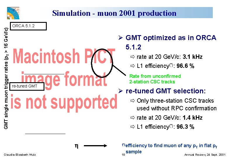 GMT single muon trigger rates (p. T > 16 Ge. V/c) Simulation - muon