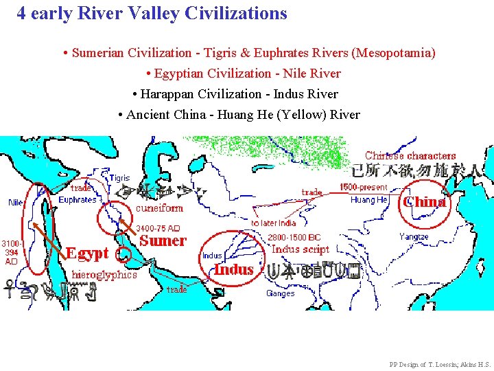 4 early River Valley Civilizations • Sumerian Civilization - Tigris & Euphrates Rivers (Mesopotamia)