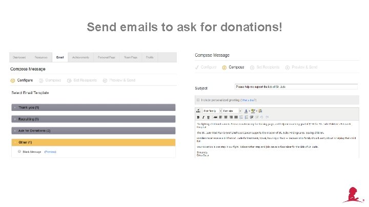 Send emails to ask for donations! 