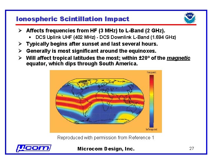 Ionospheric Scintillation Impact Ø Affects frequencies from HF (3 MHz) to L-Band (2 GHz).