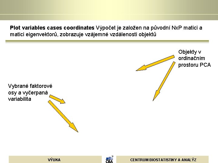 Plot variables cases coordinates Výpočet je založen na původní Nx. P matici a matici