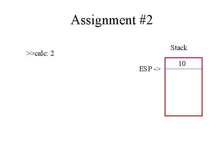 Assignment #2 Stack >>calc: 2 ESP -> 10 